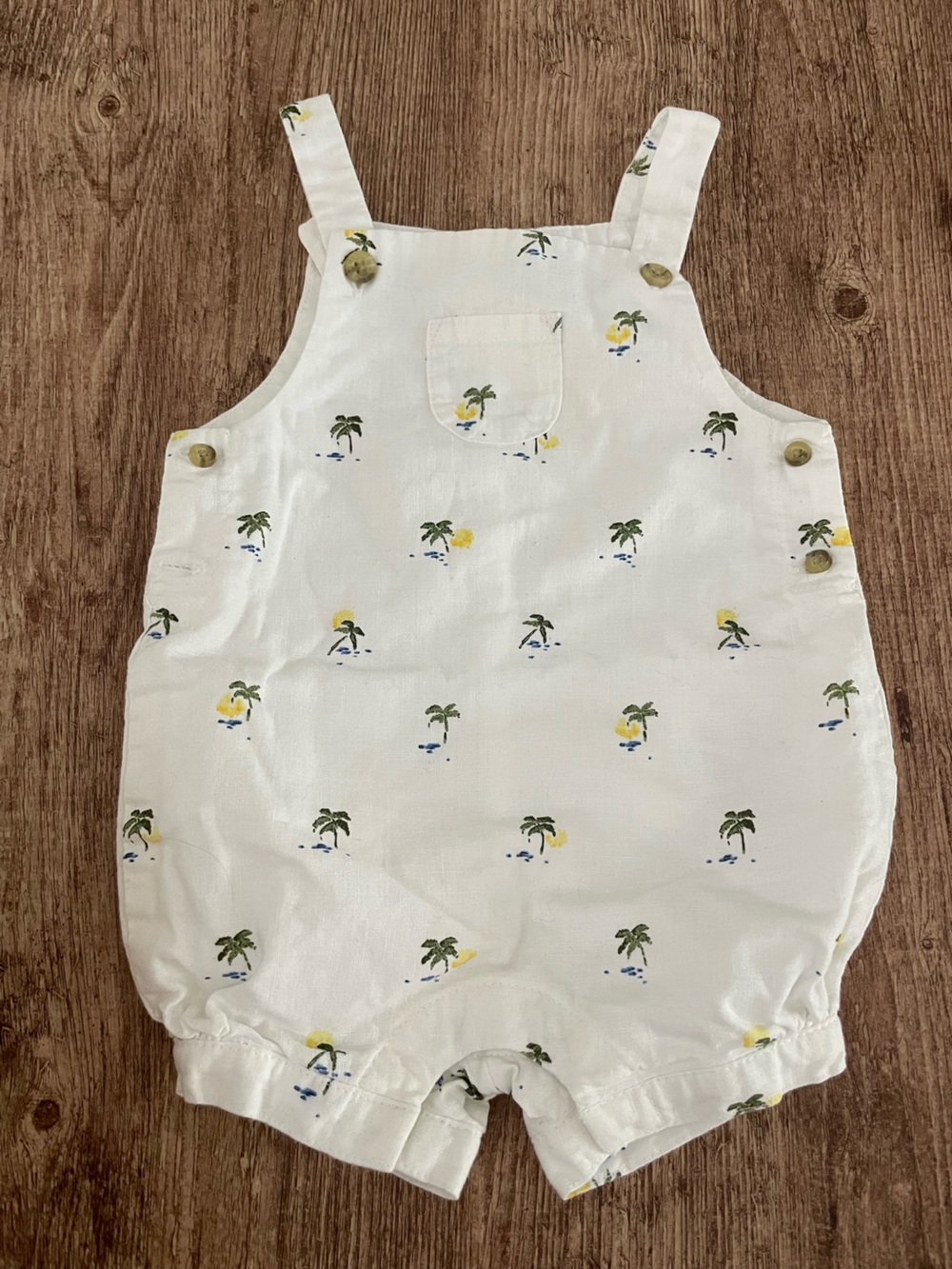 Janie & Jack Linen Blend Palm Tree Printed Onesie 3-4 Months